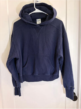 Offline by Aerie Navy Blue Classic Fit Fleece Hoodie Sweatshirt XXS (Oversized)